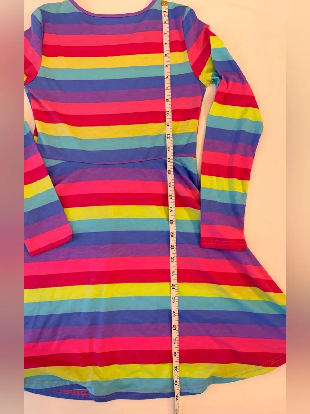 The Children’s Place Bright Rainbow Striped Long Sleeve Skater A-line Dress XL - Picture 11 of 14